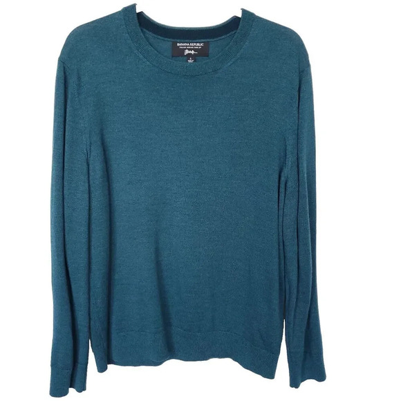 Banana Republic Baruffa Merino Wool Sweater Mens Size Large Blue Italian Yarn - Picture 3 of 13